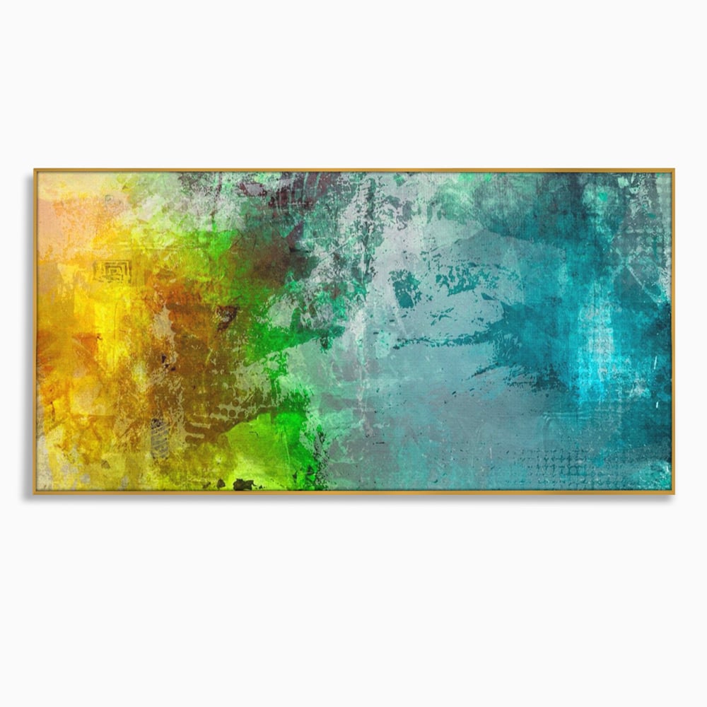 Tablou canvas cu tablou canvas cu compozitie abstracta, in rama de aluminiu auriu